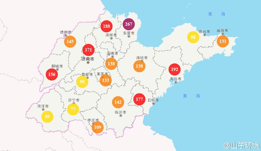 山東省十七市環(huán)境空氣AQI指數